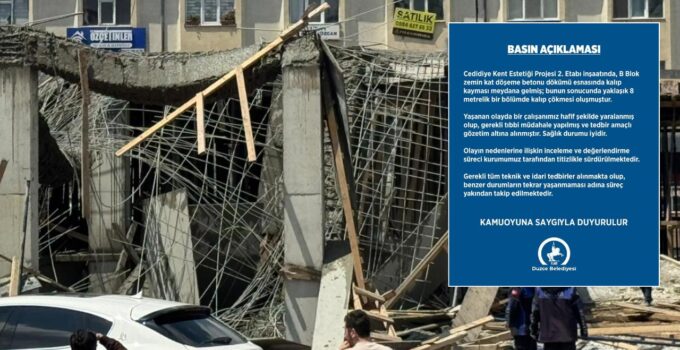 Cedidiye Kent Meydanı’ndaki Çökme Sonrası Düzce Belediyesi’nden Açıklama